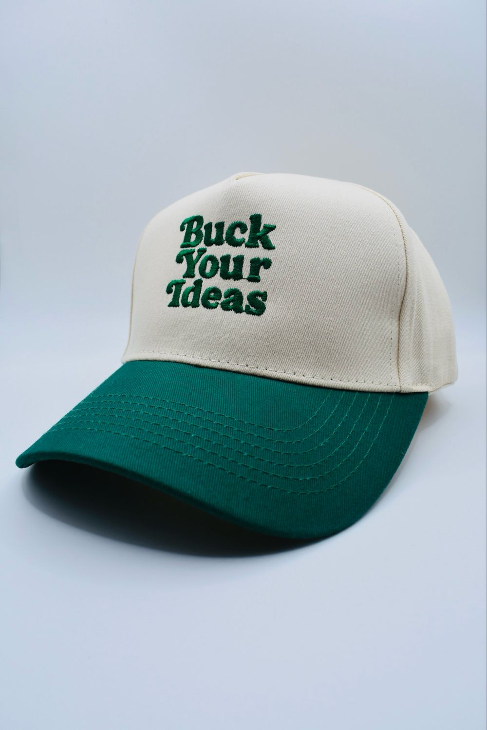 Buck Your Ideas Cream / Green Cotton Cap