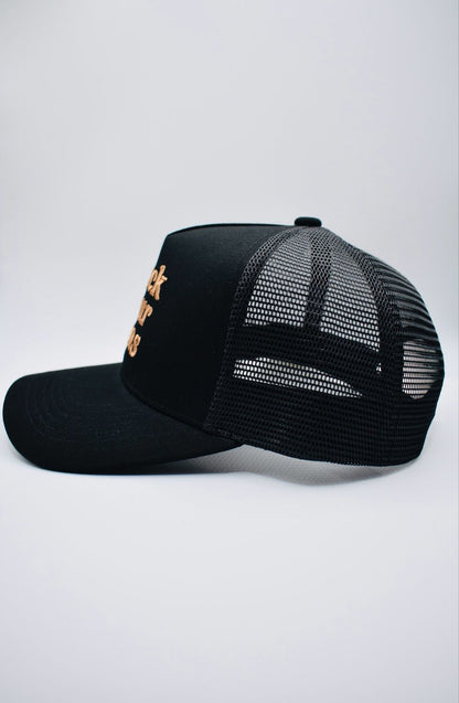 Buck Your Ideas Black / Tan Trucker Cap