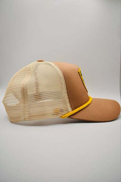 Buck Your Ideas Farmhouse Apparel Brown / Grey / Yellow Trucker Cap