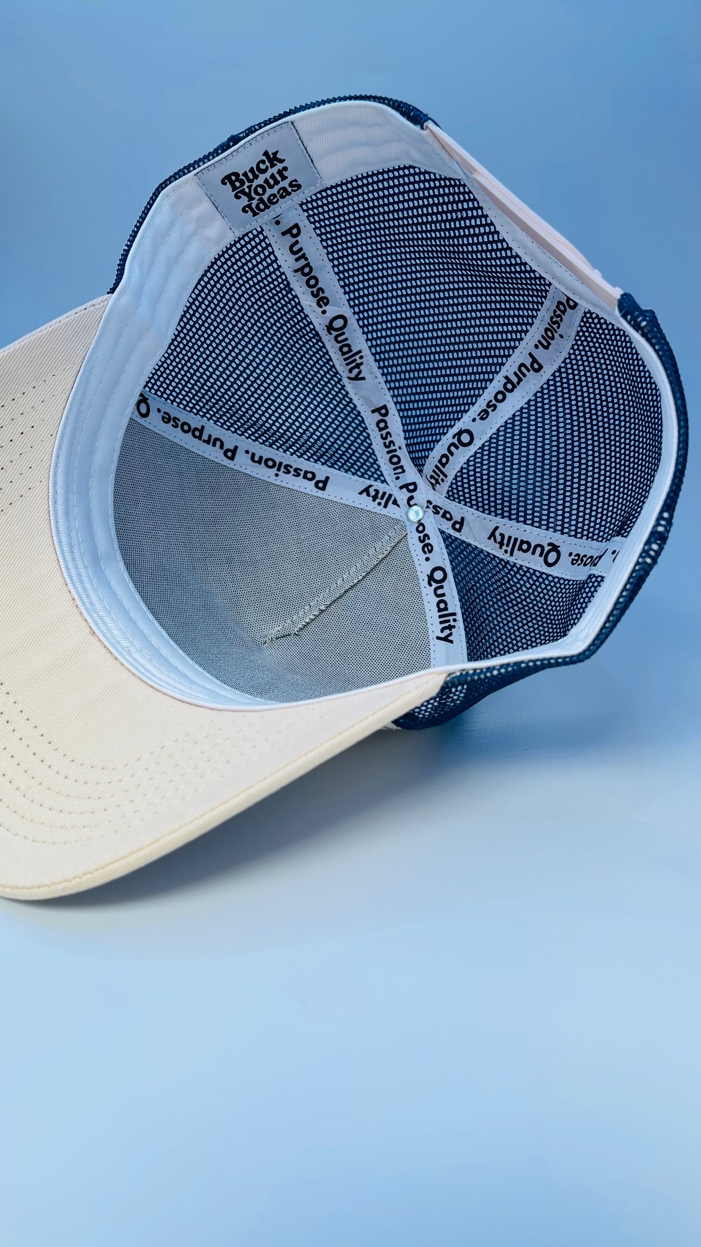 Buck Your Ideas Cream / Blue Patch Trucker Cap