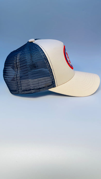 Buck Your Ideas Cream / Blue Patch Trucker Cap