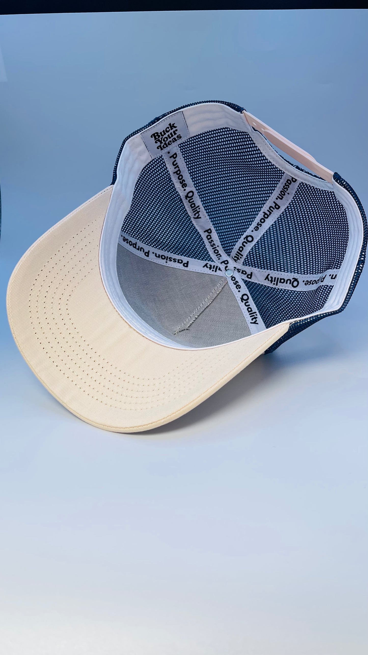 Buck Your Ideas Cream / Blue Patch Trucker Cap