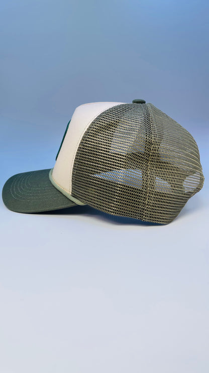 Buck Your Ideas Sage / Cream Bucking Patch Trucker Cap